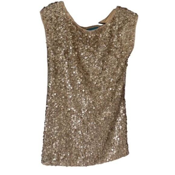 Alice + Olivia Casey off the shoulder sequin tee in eggshell x-small NWT gold - Picture 7 of 10